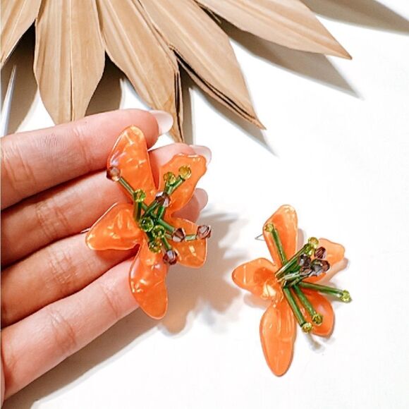 flower statement earrings S730 - Picture 4 of 4